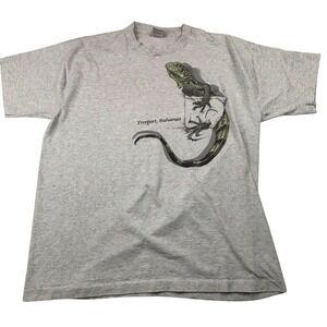 Vtg Freeport Bahamas Lizard Graphic BEST‎ Fruit Loom T-Shirt Novelty XL Gray